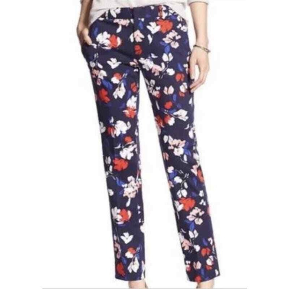 Banana Republic Reegan Pants Women's‎ Size 0 Slim Straight Floral Print Preppy